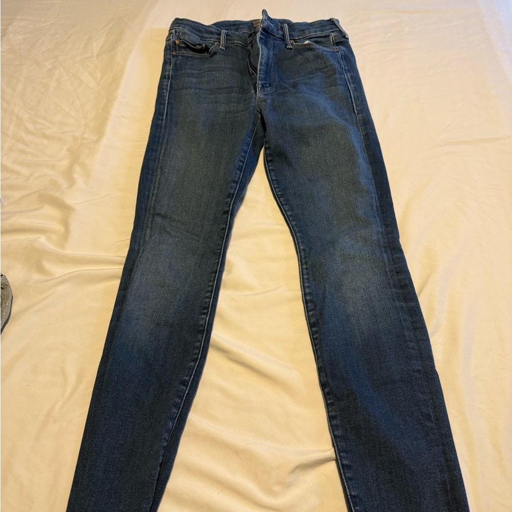 MOTHER The Looker Ankle Fray Jeans in Blue